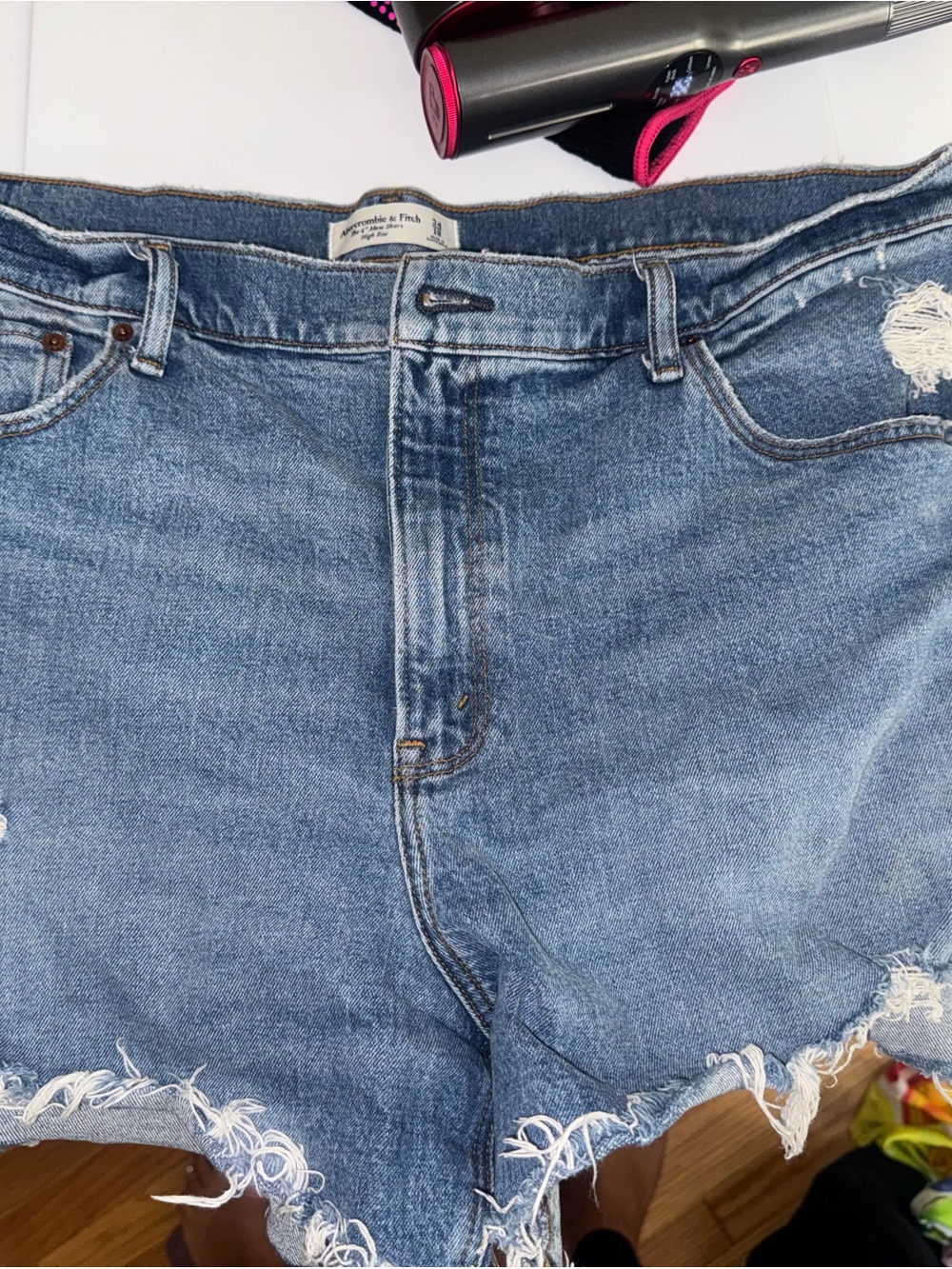 Abercrombie & Fitch Light Blue Distressed Boyfriend Jean Shorts